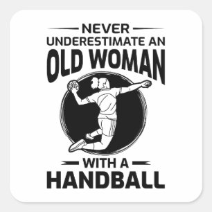 Adesivo Quadrado Jogador de Andebol Equipe de Handballer Engraçado