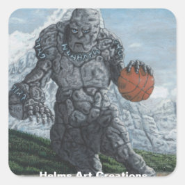 Adesivo Quadrado Jogador de Basquete de Golem Pedra Fantasia