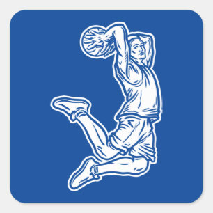 Adesivo Quadrado Jogador de Basquete Fazendo Design Luz de Slam Dun