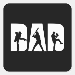 Adesivo Quadrado Jogador de beisebol Pai Amantes de Baseball Homens