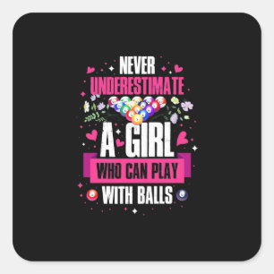 Adesivo Quadrado Jogador De Bilhar Esta Rapariga Pode Jogar Bilhare