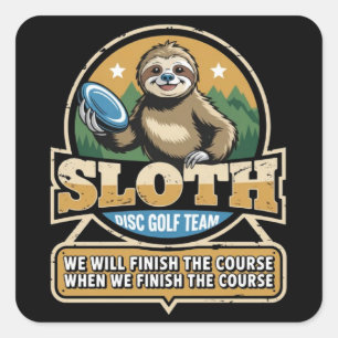 Adesivo Quadrado Jogador de Disco Golfe Sloth Engraçado Jogador de 