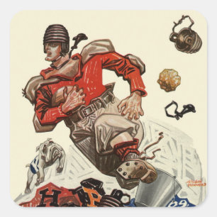 Adesivo Quadrado Jogador de Futebol Americano Esportivo Vintage e M