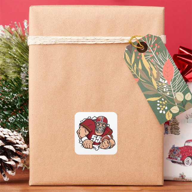 Adesivo Quadrado Jogador De Futebol Americano Furioso A Atravessar (Criador carregado)