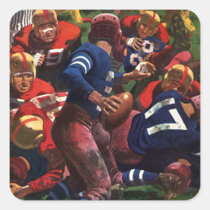 Adesivo Quadrado Jogador de futebol americano quarterback vintage e