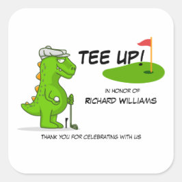 Adesivo Quadrado Jogador De Golfe Reformado, Jogador De Dinossauro 