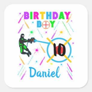 Adesivo Quadrado Jogador de Jogos do Partido Birthday Boy da Etique