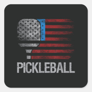 Adesivo Quadrado Jogador de Pickleball Amante de Paddleball da Band