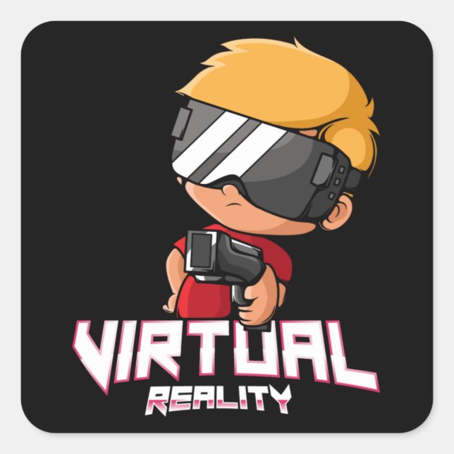 Adesivo Quadrado Jogador de realidade virtual (Frente)