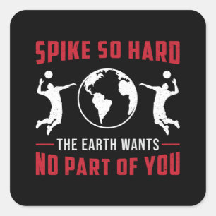 Adesivo Quadrado Jogador De Voleibol Spike So Duro Beach Voleibol