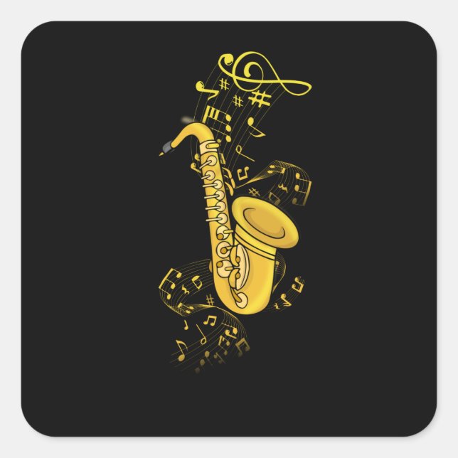 Adesivo Quadrado Jogador saxofone Jazz Music Gift Men Grande Banda (Frente)
