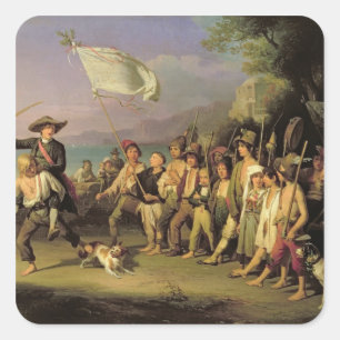 Adesivo Quadrado Jogando em soldados, revolução romana 1848