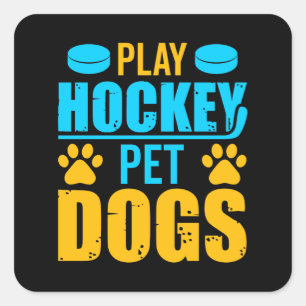 Adesivo Quadrado Jogar Cachorros de Pet de Hockey