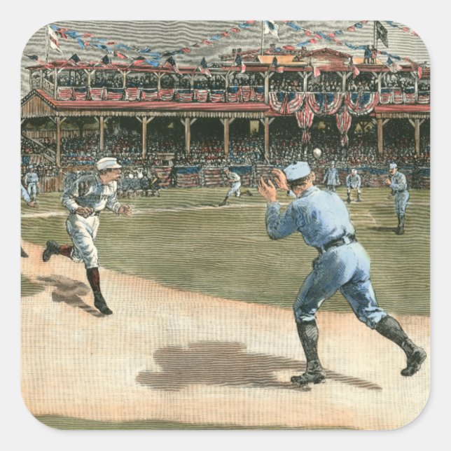 Adesivo Quadrado Jogo da Liga Nacional de Basebol de 1886 (Frente)