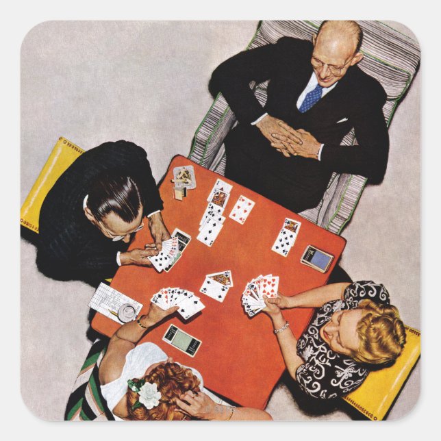 Adesivo Quadrado Jogo da ponte por Norman Rockwell (Frente)