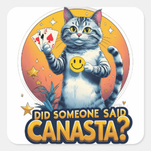 Adesivo Quadrado Jogo de canastra Estratégia de cartas