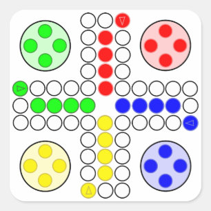 Adesivo Quadrado Jogo de Conselho Clássico do Ludo
