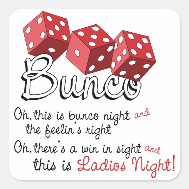 Adesivo Quadrado Jogo de Dice Bunco (Frente)