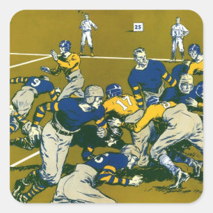Adesivo Quadrado Jogo de Futebol Esportivo Vintage, Times Dourado v