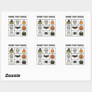 Adesivo Quadrado Jogo de Puzzle de Grade de Ícone de Halloween Nome