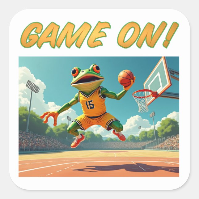 Adesivo Quadrado Jogo no Sapo de basquetebol (Frente)