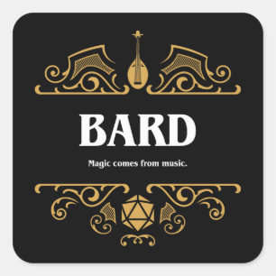 Adesivo Quadrado Jogos de RPG Tabletop de Classe Bard