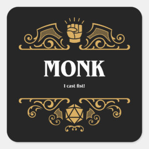 Adesivo Quadrado Jogos de Tabletop RPG de classe monk
