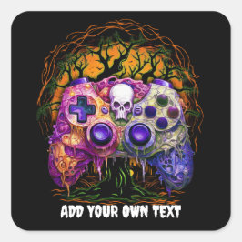 Adesivo Quadrado Jogos do Dia das Bruxas, controlador Spooky, jogad