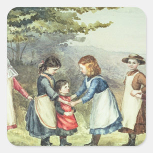Adesivo Quadrado Jogos infantis, c.1880 (c/c no papel)