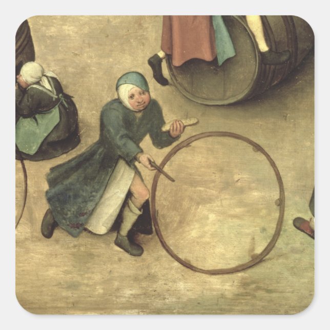 Adesivo Quadrado Jogos Infantis: detalhe de uma criança com um (Frente)