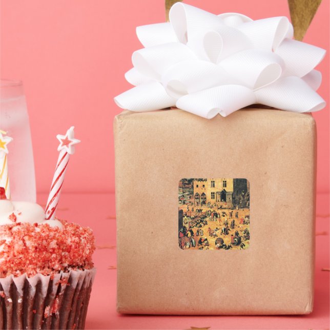 Adesivo Quadrado Jogos infantis, pintura de arte, (Festa)