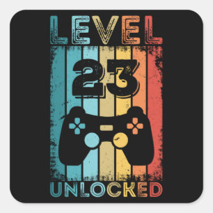 Adesivo Quadrado Jogos Nível 23 Desbloqueados 23º Aniversário do