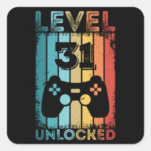 Adesivo Quadrado Jogos Nível 31 Desbloqueados 31º Aniversário do