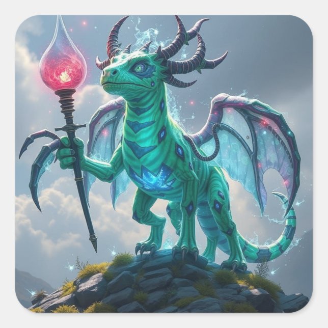 Adesivo Quadrado Johann, der Blitzdrache (Frente)