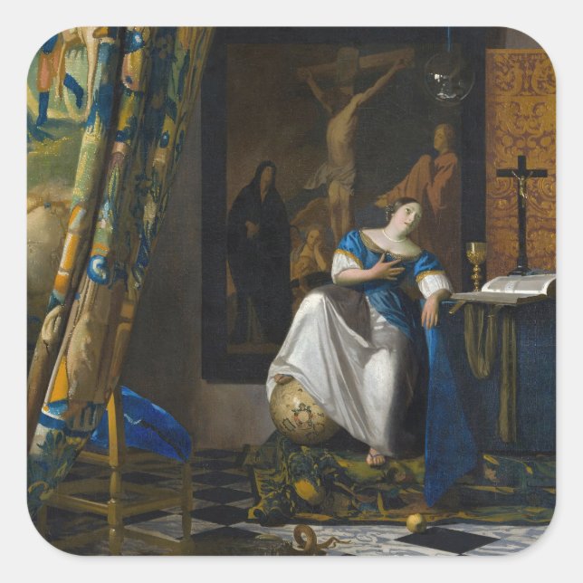 Adesivo Quadrado Johannes Vermeer - Alegoria de fé (Frente)