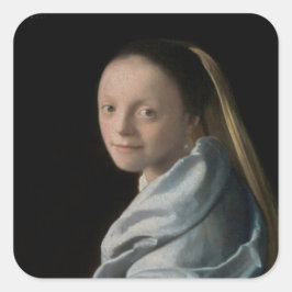 Adesivo Quadrado Johannes Vermeer - Estudo de uma Jovem Mulher