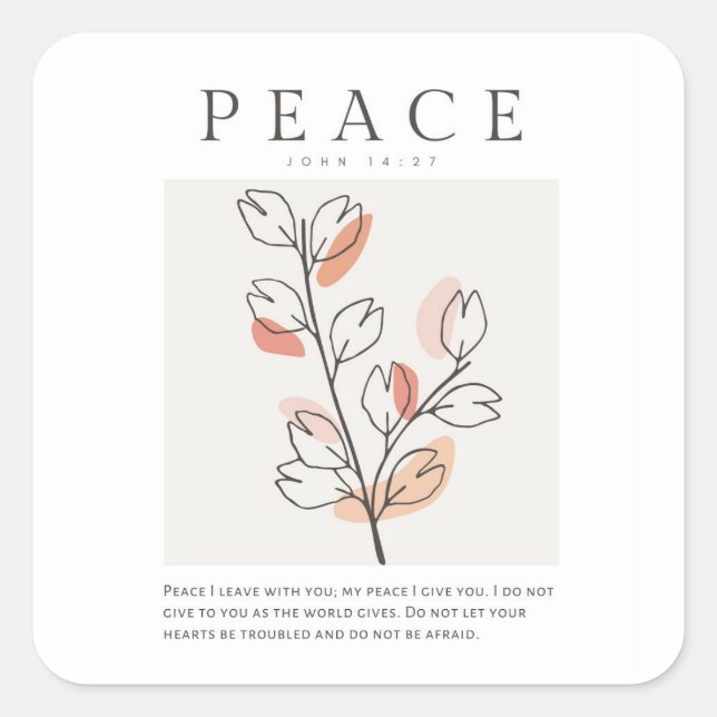Adesivo Quadrado John 14:27 Paz Eu saio com você (Frente)