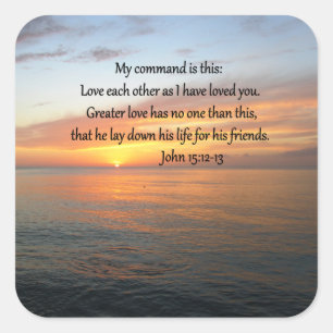 ADESIVO QUADRADO JOHN 15:12 SOL SOBRE O OCEANO