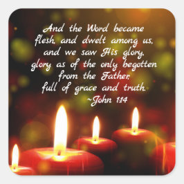 Adesivo Quadrado John 1:14 Palavras Tornaram-Se Escrituras De Carne
