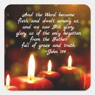 Adesivo Quadrado John 1:14 Palavras Tornaram-Se Escrituras De Carne