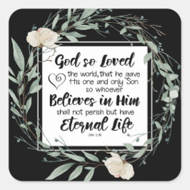Adesivo Quadrado John 3:16 Deus tão adorou a Bíblia mundial