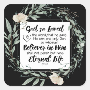 Adesivo Quadrado John 3:16 Deus tão adorou a Bíblia mundial