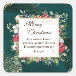 Adesivo Quadrado John.3:16 Deus tão Amado do Mundo, Natal