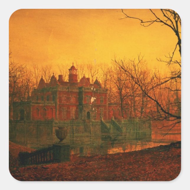 Adesivo Quadrado John Atkinson Grimshaw | Casa Assombrada (Frente)