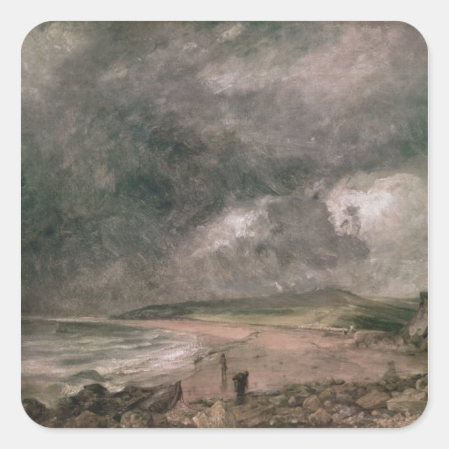 Adesivo Quadrado John Constable | Baía de Weymouth com aproximação  (Frente)