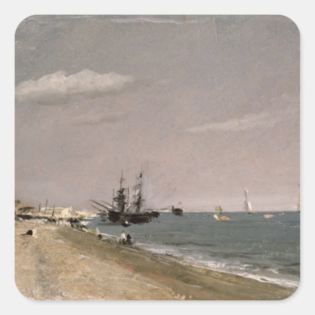 Adesivo Quadrado John Constable | Brighton Beach com colliers, 182 (Frente)