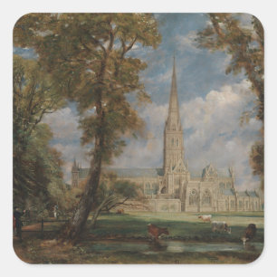 Adesivo Quadrado John Constable   Catedral de Salisbury do Bish