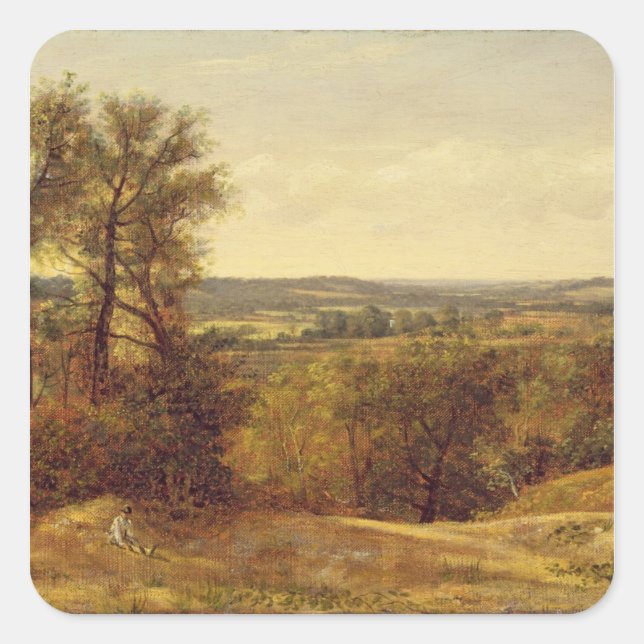 Adesivo Quadrado John Constable | Dedham Vale, c.1802 (óleo sobre a (Frente)