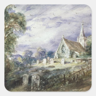 Adesivo Quadrado John Constable   Stoke a igreja de Poges