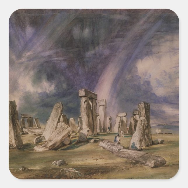 Adesivo Quadrado John Constable | Stonehenge, 1835 (Frente)